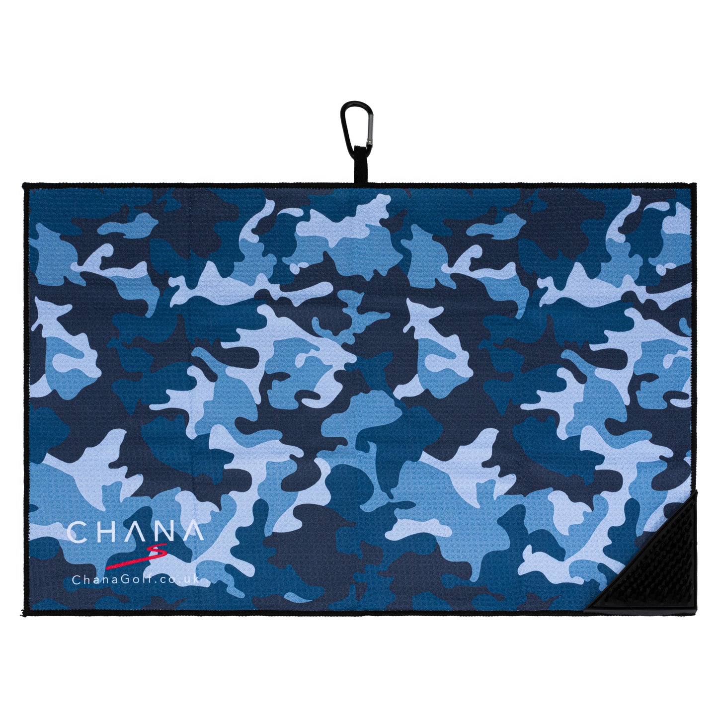 Blue Camo Microfibre Golf Towel with Built-in Brush