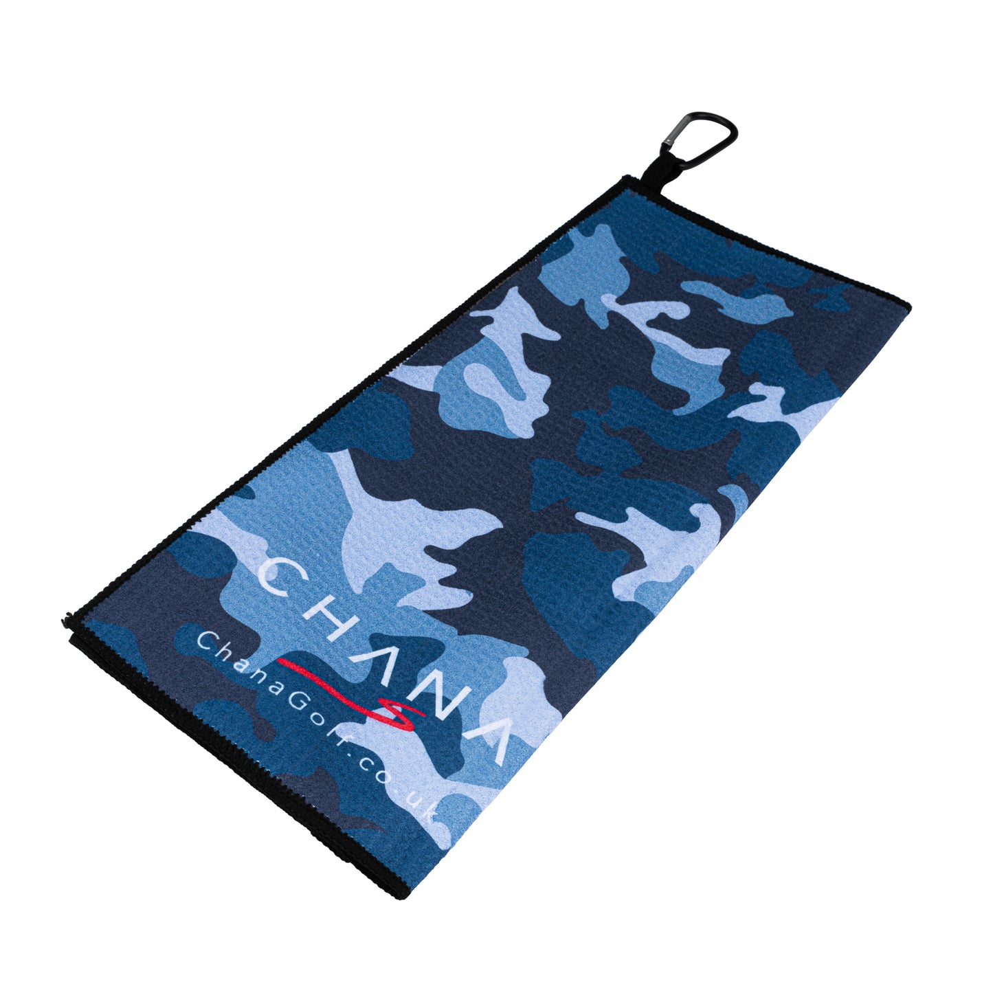 Blue Camo Microfibre Golf Towel with Built-in Brush