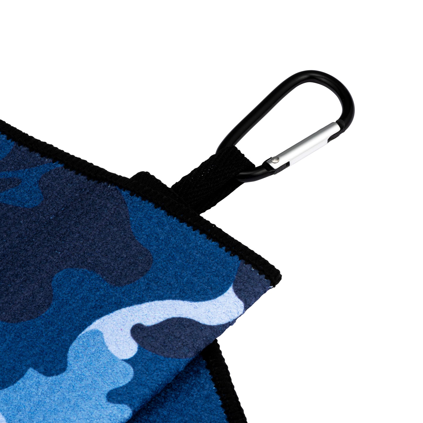 Blue Camo Microfibre Golf Towel with Built-in Brush