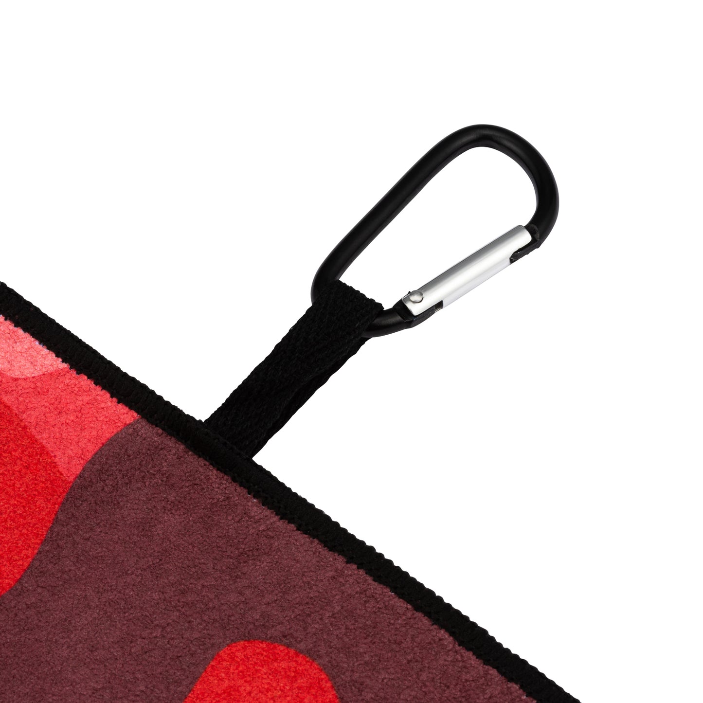 Red Camo Microfibre Golf Towel with Built-in Brush
