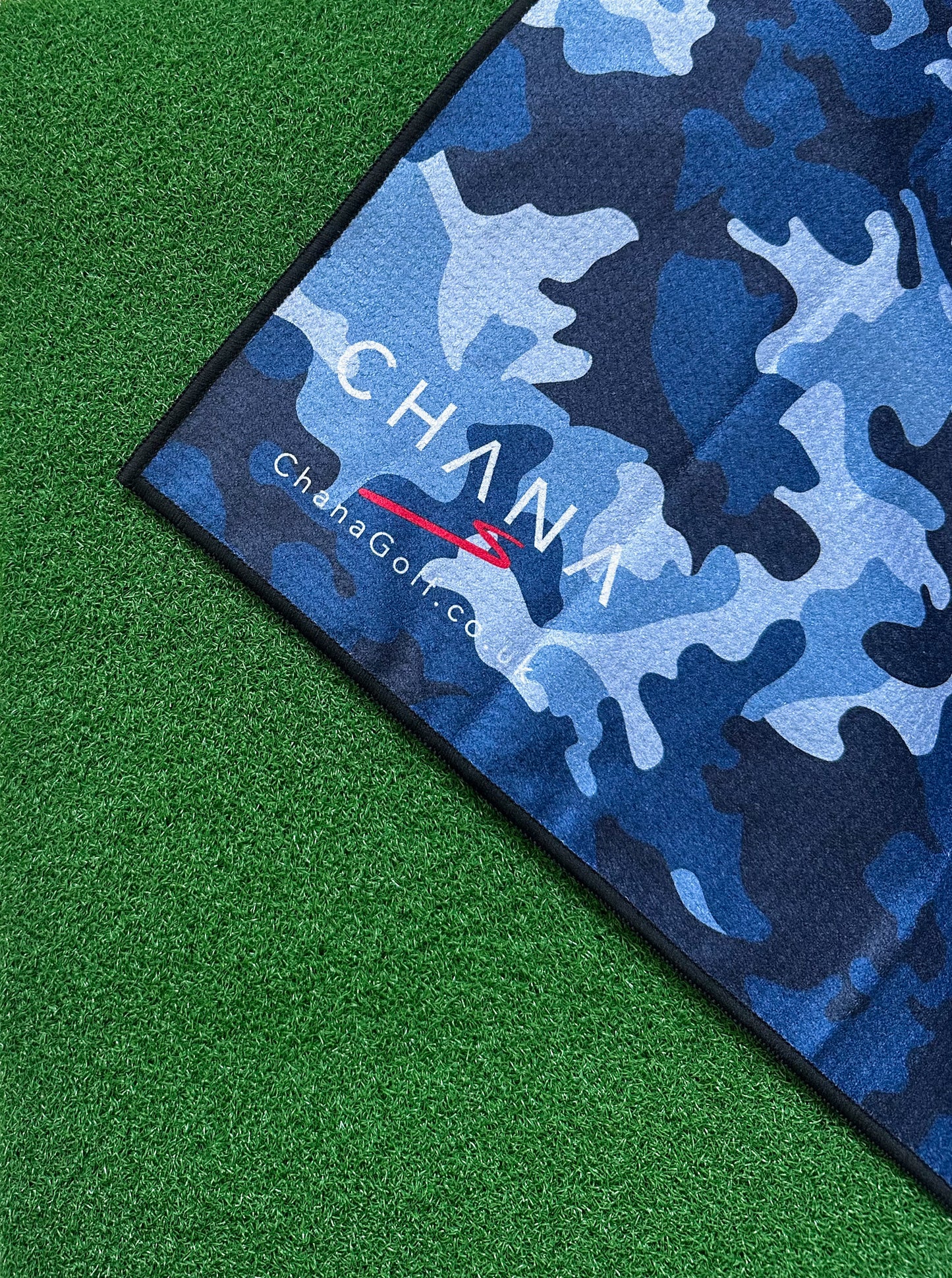 Blue Camo Microfibre Golf Towel with Built-in Brush