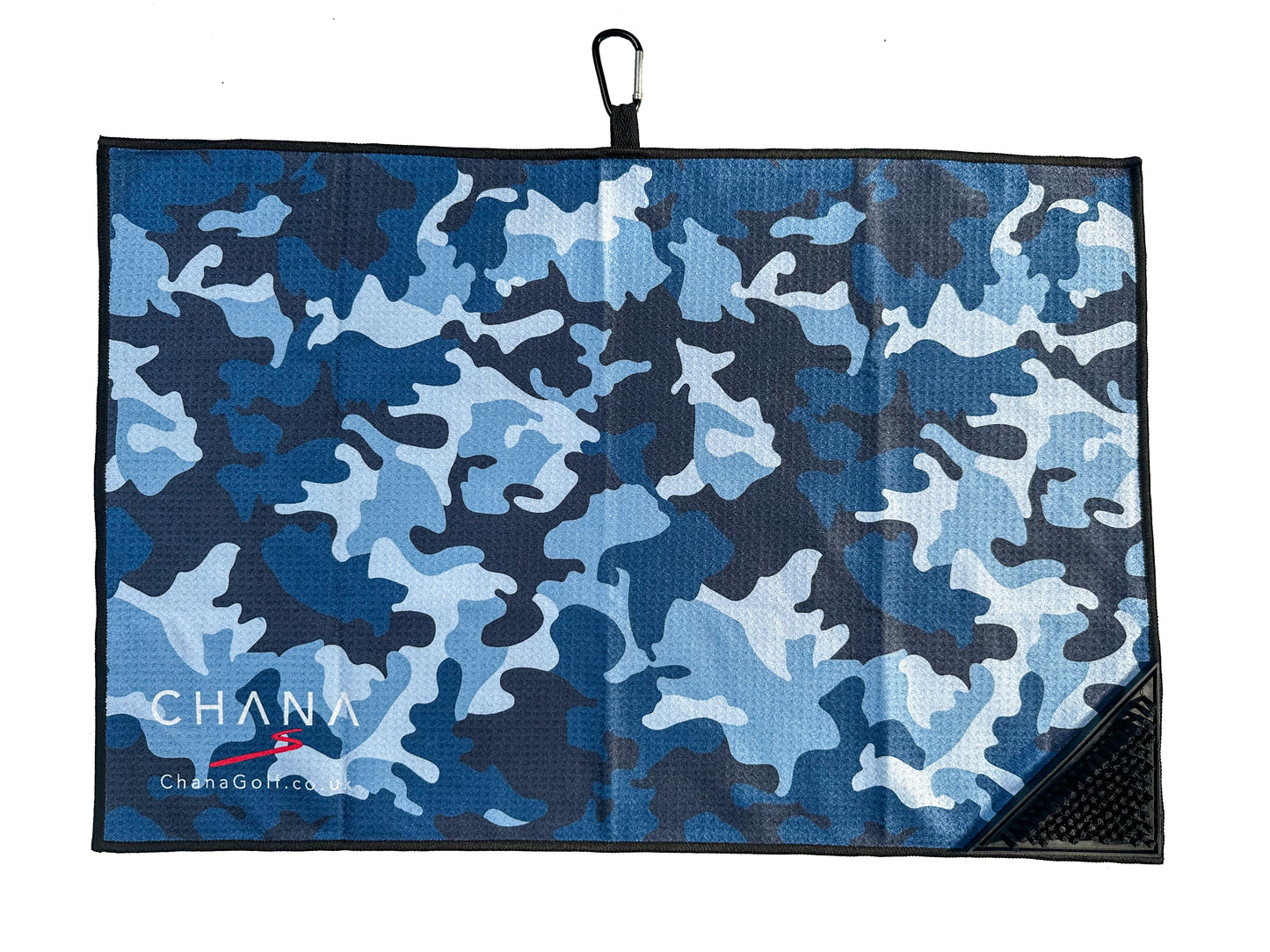 Blue Camo Microfibre Golf Towel with Built-in Brush