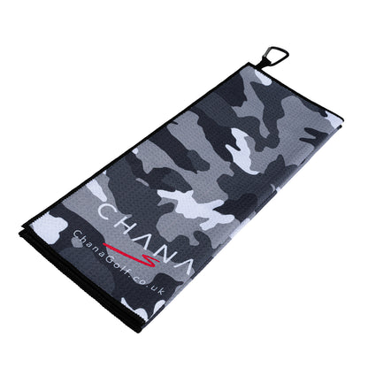 Black Camo Microfibre Golf Towel